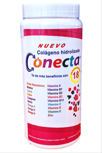 Conecta Colageno Hidrolizado Vitamina B C D E Omega 3 6 9 Sabor Frutos Rojos