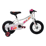 Bicicleta Niñas Slp 5 Pro Rodado 12 Con Rueditas Color Blanco Naranja Rosado