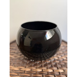 Vaso / Aquário De Vidro Decoração Redondo 4 Litros - Preto