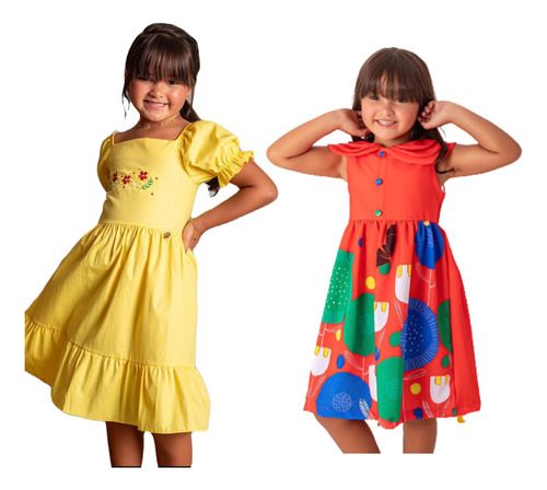 Combo  2vestido De Verao Feminino Infantil Luxo Envio 24h