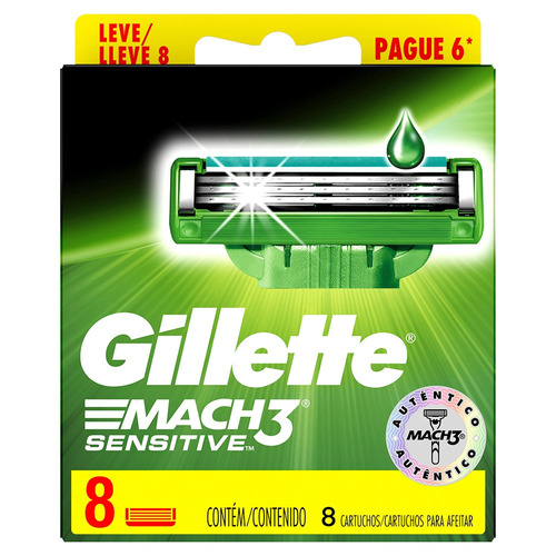 Carga Para Lâmina De Barbear Gillette Mach3 Sensitive 8 u