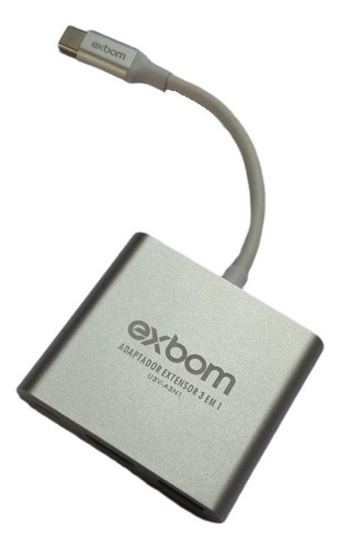 Adaptador Extensor 3 Em 1 Hdmi Usb-c Usb 3.0 Pd 4k Uhd Exbom