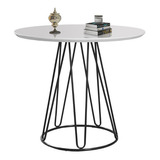 Mesa De Jantar Rubi Com Base De Metal Preta Cor Da Tampa Off White