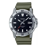 Reloj Casio Hombre Acero Mtp-vd01-3e Wr50 Watch Center Color De La Malla Verde Color Del Bisel Plateado Color Del Fondo Negro