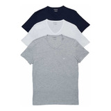 Camisetas Emporio Armani Cuello V 100% Algodón Paquete De 3