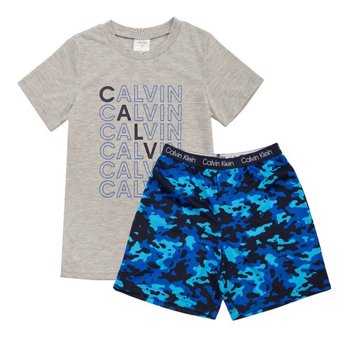 Set Pijama Calvin Klein Short Y Playera - Niños Multicolor