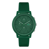 Reloj Lacoste 12.12 Chrono De Silicona Verde 2011245 Ss Color Del Bisel Verde Oscuro Color Del Fondo Verde Oscuro