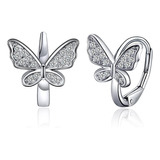 Jsgemslee Pendientes De Mariposa De Plata De Ley 925, Pendie