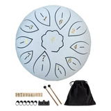 Tambor De Língua De Aço Branco Com 6 Peças Handpan