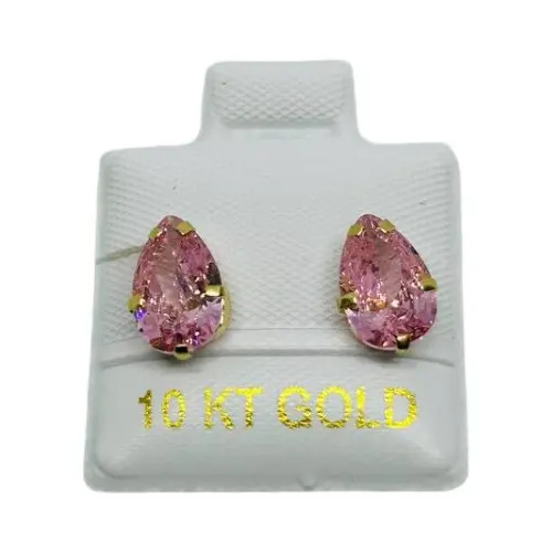 Broquel Gota Zirconia Colores De Oro 10k Garantizado