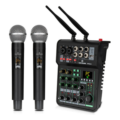 Mezladora Gc Pro4 Power Mixer 2 Micrófono Inalámbrico Uhf | Meses sin interés