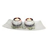 Porta Vela X2 Plato Madera Decoracion Adorno Hogar + 10velas