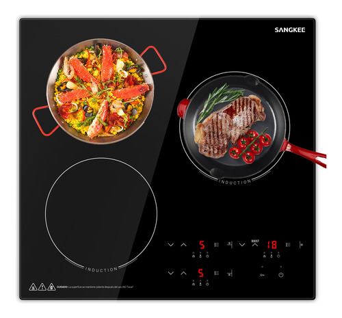 Parrilla Inducción Magnética Táctil 3 Zonas Estufa Eléctrica