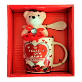 Taza Completa + Cuchara + Oso Día De La Madre / Regalo Mama