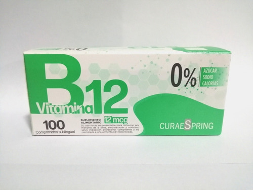 Curaespring, Vitamina B12 12mcg 100 Comprimidos Sublingual