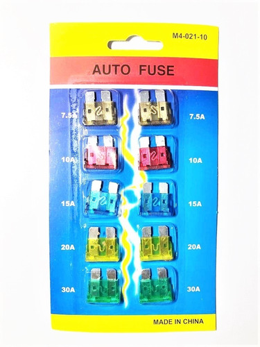 Kit Fusibles Ficha Blister 10 Unidades Surtido Automotor 