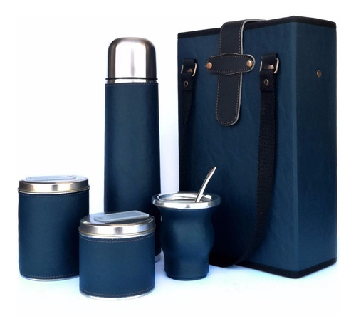 Set Matero Equipo De Mate Azul Regalo Cumple Empresario