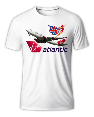 Camisa Camiseta Virgin Atlantic Avião Adulto Infantil 