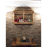 Mini Bar Rústico, Fabricado En Madera De Pallet Vitrificado