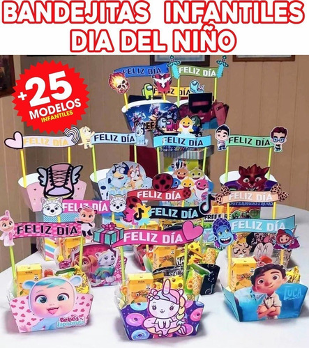 Kit Imprimible Bandejas Día Del Niño Infantiles Personajes 2