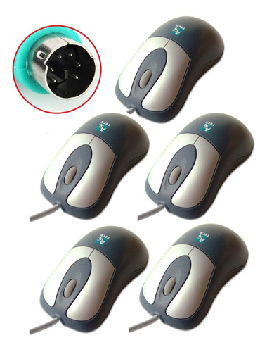 5 X Mouses De Bolinha Com Conector Ps2 Scrow Do Tipo Esfera