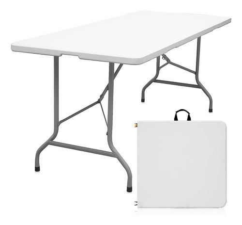 Mesa Plegable Tipo Maleta Blanca Lavable Multiuso 180cm