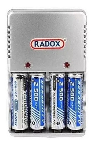 Cargador Aa/aaa/9v Con 4 Baterias Aa Recargables Radox