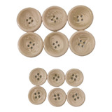 12 Botones Clasicos Beige 4 Agujeros 6 Grandes Y 6 Chicos