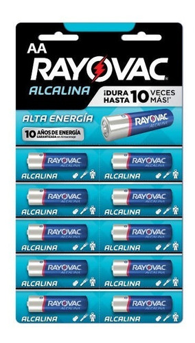 Pilas Alcalinas Rayovac Aa Lr6 1.5v Tira 10 Unidades