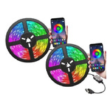 2 Tiras De Led Bluetooth Rgb Luces App Control Multicolor 3m