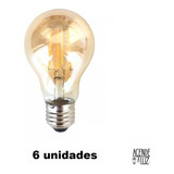 6 Lampada Led Filamento 4w 2200k Vintage E27 Bulbo Alz72 Cor Âmbar Cor Da Luz Branco-quente 110v/220v (bivolt)