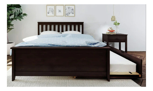 Mueble Cama Lilly Barnizado En Chocolate Cama Base De 2pz