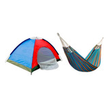 Combo Camping 3 Personas Acampar + Hamaca Doble En Algodón