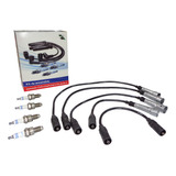 Kit Cables + 4 Bujías Para Volkswagen Saveiro 1.6 1.6 Gp Cd