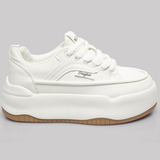 Zapatos Dama Plataformas Casual Tenis Blancos Mujer Moda 