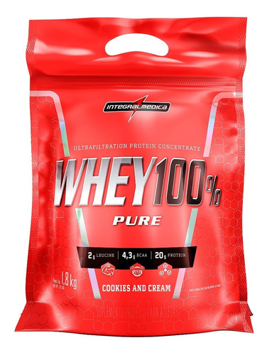 Suplemento Em Pó Integralmédica  Whey 100% Whey 100% Pure Proteínas Whey 100% Pure Sabor  Cookies & Cream Em Sachê De 1.8kg