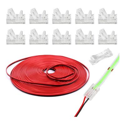 10 Conectores De 2 Pin Para Tiras Cob Smd Led 8mm +5m Cables Cob