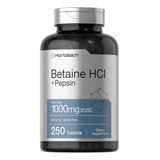 Betaina Hcl Con Pepsina 250 Capsulas Horbaach Hecho En Usa