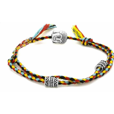 Pulsera Tejida Tibetana Multicolor Ajustable con Dije Buda 18cm | Meses sin interés