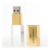 Pen Drive 16gb  Gold E Cristal Tampa Personalizado