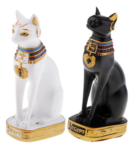 2 Piezas De Resina Gato Egipcio Bast Bastet Estatua Arte