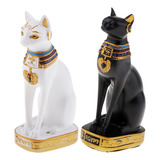 2 Piezas De Resina Gato Egipcio Bast Bastet Estatua Arte