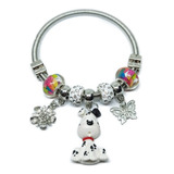 Pulsera De Perro Dalmata Charm Plateada +estuche Ma50