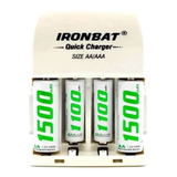 Cargador De Pilas Doble Ironbat Aaa Aa + 4 Bateria