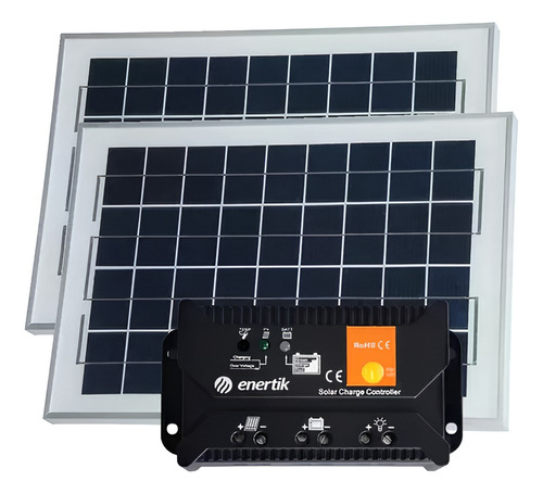 Oferta Pack X 2 Panel Solar 10w + Regulador Solar - Enertik
