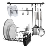 Cook Home 8 Cozinha Suspensa Talheres Copos Pratos Preto