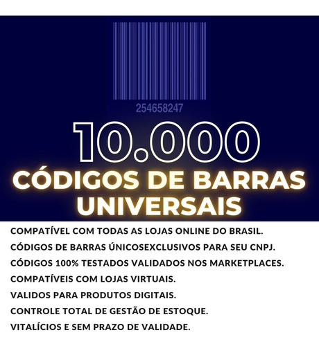 10 Mil Códigos De Barras Universal Lojas Fisicas Ilimitado