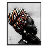 Quadro Unico Mulher Africana Turbante 60x80cm