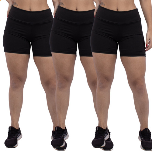 Kit 3 Shorts Feminino Legging Curto Básico Fitness Academia