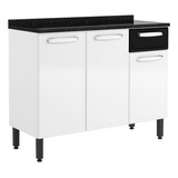 Mueble Inferior De Cocina 120cm Con Meson Cajon Negro Blanco